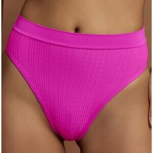 L*Space Pointelle Rib Frenchi Bikini Bottom in Bright Fuschia L